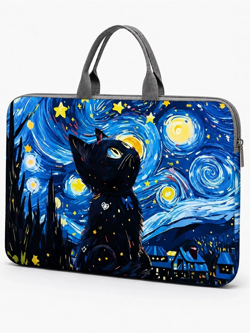 NWT Starry Night Black Cat 14” Laptop Sleeve Carrying Case Bag